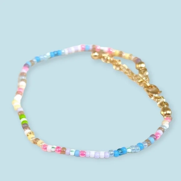 New Goldplated Beaded Bracelet Multicolor Bead Bracelet Colorful Bead Bracelet - Picture 2 of 4